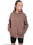 Kahve Kanguru Cepli Basic Şardonlu Kız Çocuk Kapüşonlu Sweatshirt 21208 4