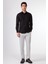 Siyah Düz Renk Slim Fit Uzun Kol Erkek Gömlek 1