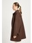 Kadın Kahve Oversize Seyyar Yakalı Astarlı Tasarım Trençkot 30009 4