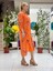 YG304004 Italyan Coton Pareo Gömlek Elbise Oranj 3