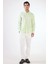 Açık Yeşil Erkek Slim Fit Düz Brent Düğmeli Yaka Uzun Kol Gömlek 4