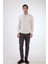 Bej Erkek Slim Fit Düğmeli Yaka Uzun Kol Gömlek 12
