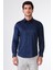 Lacivert Erkek Slim Fit Düz Düğmeli Yaka Uzun Kol Gömlek 1