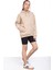 Bej Kanguru Cepli Basic Şardonlu Kız Çocuk Kapüşonlu Sweatshirt 21209 1