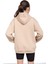 Bej Kanguru Cepli Basic Şardonlu Kız Çocuk Kapüşonlu Sweatshirt 21209 5