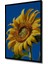 Çerçeve Görünümlü Gökyüzü Mavi Arka Planlı Yağlı Boya Görünümlü Ayçiçeği Ahşap Ofis Kare Tablo 2