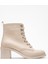 Kadın Topuklu Kancalı Bağcıklı Bot Bej Cilt 2