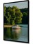 Çerçeve Görünümlü Huzurlu Göl Kenarı Tekne Manzarası Dekoratif Ahşap Ev/işyeri/ofis Kare Tablo 2