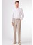 Kahverengi Erkek Slim Fit Çizgili Keten Pantolon - 104544 4