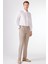 Kahverengi Erkek Slim Fit Çizgili Keten Pantolon - 104544 6