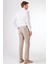 Kahverengi Erkek Slim Fit Çizgili Keten Pantolon - 104544 7