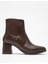 Kadın Sade Lastikli Sivri Burunlu Topuklu Bot Kahve Cilt 2