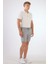Gri Erkek Slim Fit Çizgili Casual Short - 104668 7