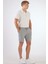 Gri Erkek Slim Fit Çizgili Casual Short - 104668 8