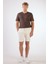 Ekru Erkek Slim Fit Çizgili Casual Short - 104661 6