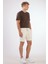Ekru Erkek Slim Fit Çizgili Casual Short - 104661 7