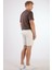 Ekru Erkek Slim Fit Çizgili Casual Short - 104661 8