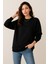 Kadın Siyah Bisiklet Yaka Oversize Sweatshirt 1