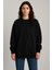 Kadın Siyah Bisiklet Yaka Oversize Sweatshirt 4
