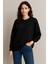 Kadın Siyah Bisiklet Yaka Oversize Sweatshirt 5