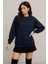 Kadın Lacivert Bisiklet Yaka Oversize Sweatshirt 3