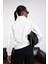 Beyaz Polar Dokulu Sweatshirt 3848 5