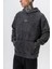 Erkek Snake Baskılı Yıkamalı Kapüşonlu Oversize Hoodie Siyah 5