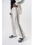 Erkek Damask Şerit Detaylı Kışlık Doubleface Baggy Eşofman Altı Ekru 4