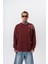Erkek Snake Nakışlı Yıkamalı Bisiklet Yaka Oversize Sweatshirt Bordo 2