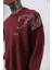 Erkek Snake Nakışlı Yıkamalı Bisiklet Yaka Oversize Sweatshirt Bordo 5