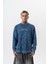 Erkek Divided Baskılı Yıkamalı Bisiklet Yaka Oversize Sweatshirt Indigo 2