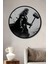 Çerçeve Görünümlü Thor Çekiçli Savaşçı Siyah Beyaz Görünümlü Dekoratif Ahşap Ofis Yuvarlak Tablo 1