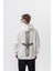 Erkek Feel Baskılı Kapüşonlu Oversize Hoodie Ekru 1
