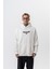 Erkek Feel Baskılı Kapüşonlu Oversize Hoodie Ekru 2