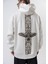 Erkek Feel Baskılı Kapüşonlu Oversize Hoodie Ekru 4
