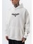 Erkek Feel Baskılı Kapüşonlu Oversize Hoodie Ekru 5
