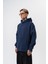 Erkek Da Vinci Baskılı Kapüşonlu Oversize Hoodie Lacivert 3