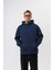 Erkek Da Vinci Baskılı Kapüşonlu Oversize Hoodie Lacivert 4