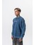 Erkek Divided Baskılı Yıkamalı Bisiklet Yaka Oversize Sweatshirt Indigo 3