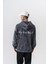 Erkek Far From Basic Baskılı Yıkamalı Kapüşonlu Oversize Hoodie Siyah 1