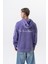 Erkek Far From Basic Baskılı Yıkamalı Kapüşonlu Oversize Hoodie Mor 1