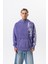 Erkek Far From Basic Baskılı Yıkamalı Kapüşonlu Oversize Hoodie Mor 2