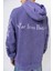 Erkek Far From Basic Baskılı Yıkamalı Kapüşonlu Oversize Hoodie Mor 5