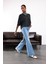 Açık Mavi Yüksek Bel Flare Jean 503 4