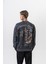 Erkek Divided Baskılı Yıkamalı Bisiklet Yaka Oversize Sweatshirt Siyah 1