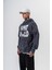 Erkek Star Baskılı Yıkamalı Kapüşonlu Oversize Hoodie Siyah 3