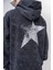 Erkek Star Baskılı Yıkamalı Kapüşonlu Oversize Hoodie Siyah 5