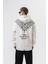 Erkek The Sea Baskılı Kapüşonlu Oversize Hoodie Ekru 1
