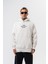Erkek The Sea Baskılı Kapüşonlu Oversize Hoodie Ekru 2