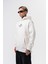 Erkek The Sea Baskılı Kapüşonlu Oversize Hoodie Ekru 3